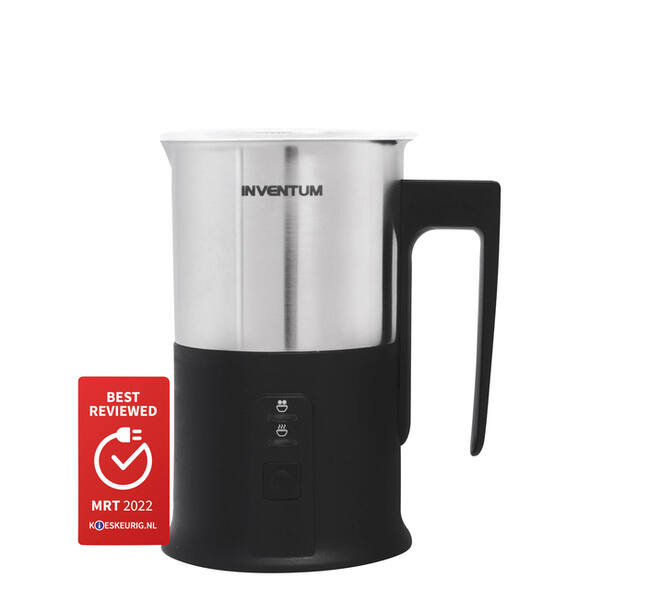 Melkopschuimer Inventum 240ml zwart met rvs