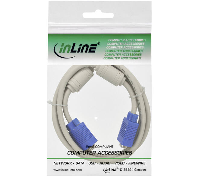 Kabel Inline S VGA 15HD M-M 2 meter beige en blauw