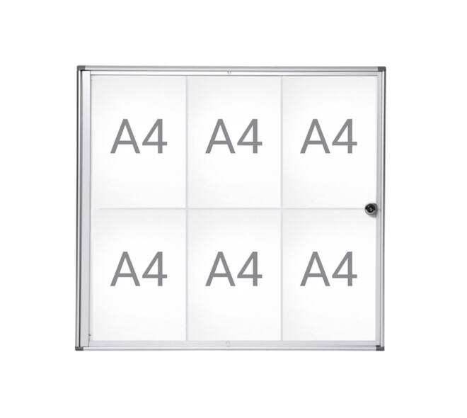 Binnenvitrine wand MAULextraslim whiteboard 6xA4 met slot