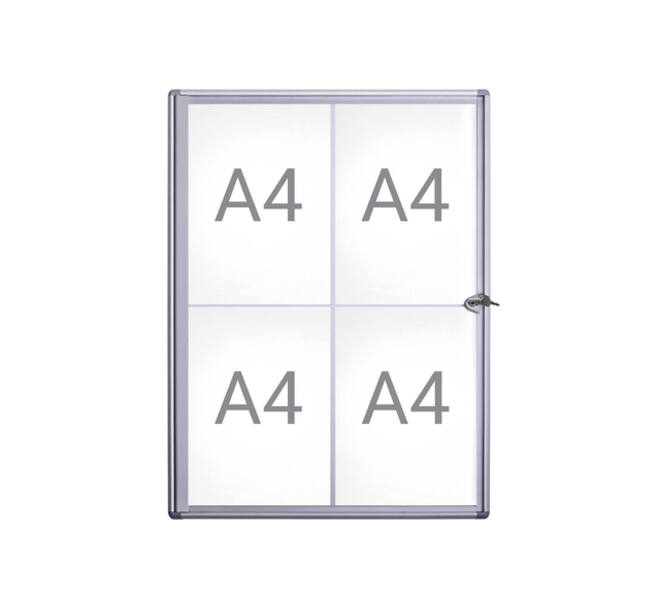 Binnenvitrine wand MAULextraslim whiteboard 4xA4 met slot
