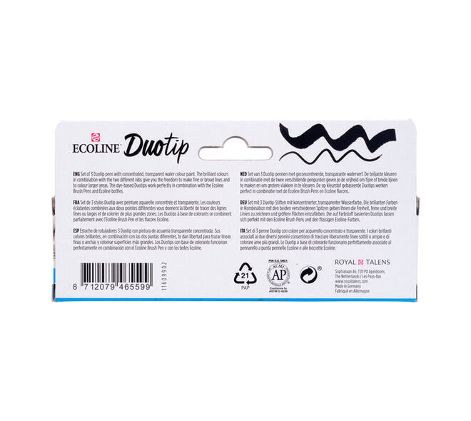 Duotip Talens Ecoline set à 3 stuks zwart en grijs