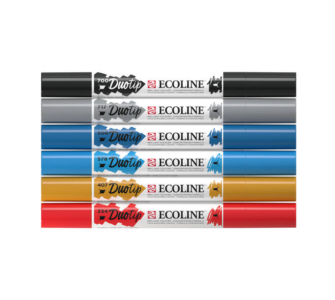 Duotip Talens Ecoline set à 6 stuks stadslandschap