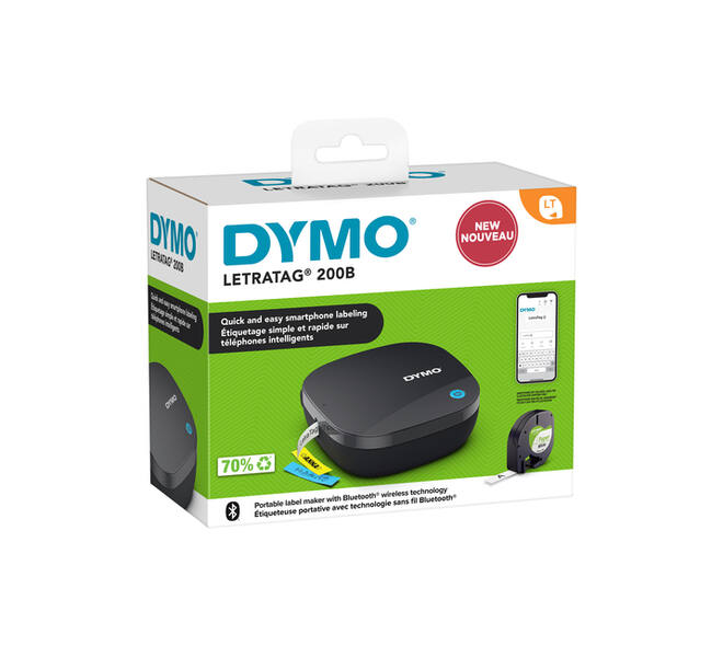 Labelprinter Dymo LetraTag 200B draagbaar bluetooth 12mm zwart