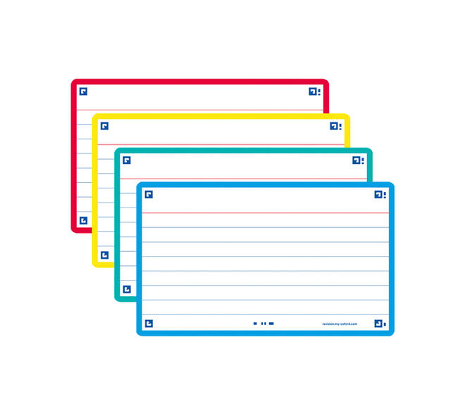 Flashcard Oxford 2.0 75x125mm 80 vel 250gr lijn assorti