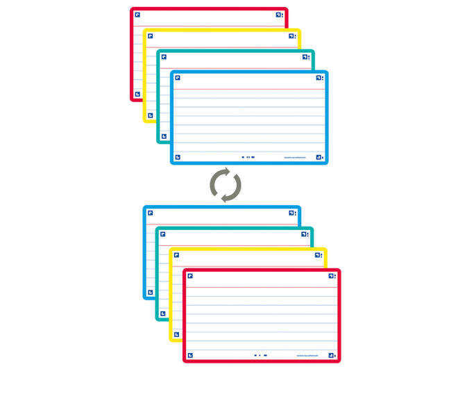Flashcard Oxford 2.0 75x125mm 80 vel 250gr lijn assorti