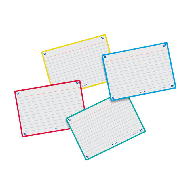 Flashcard Oxford 2.0 75x125mm 80 vel 250gr lijn assorti