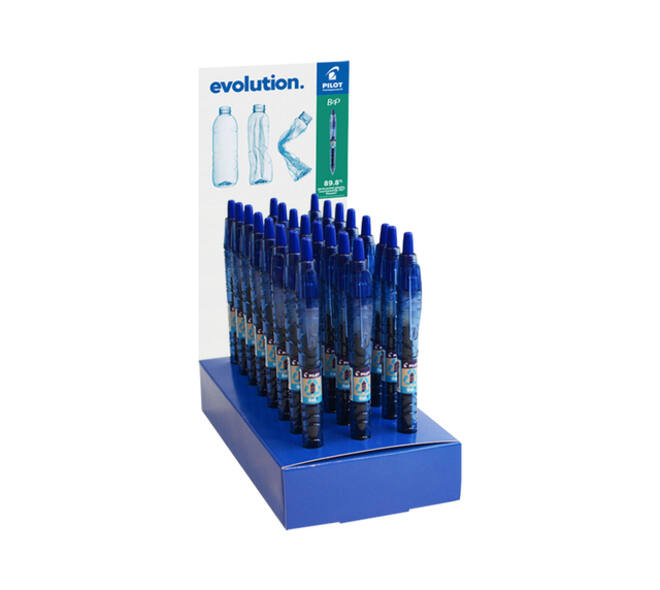 Gelschrijver PILOT Begreen B2P medium blauw display à 24 stuks
