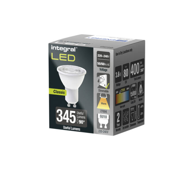 Ledlamp Integral GU10 2700K warm wit 3.6W 400lumen