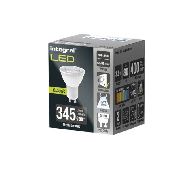 Ledlamp Integral GU10 4000K koel wit 3.6W 400lumen