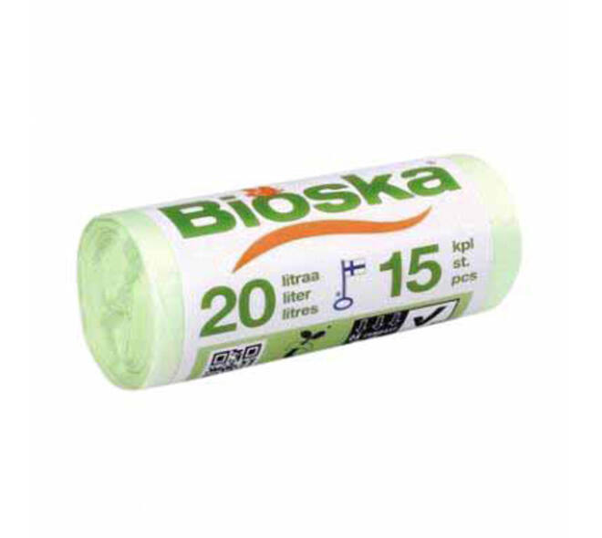 Afvalzak Bioska zetmeel 42x50cm 20 liter groen rol à 15 stuks