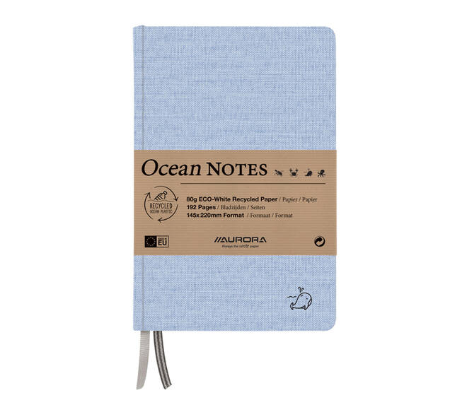 Notitieboek Aurora Ocean A5 192blz lijn 80gr linnenstructuur kaft blauw