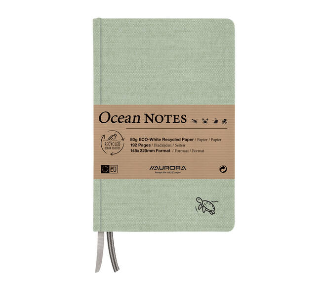 Notitieboek Aurora Ocean A5 192blz lijn 80gr linnenstructuur kaft groen