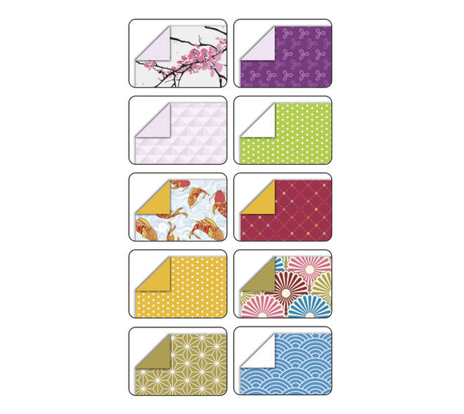 Vouwblaadjes Folia 80gr 15x15cm 50 vel 2-zijdig Japan 10 designs ass