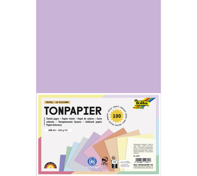 Knutselpapier Folia A4 100vel 10 pastelkleuren