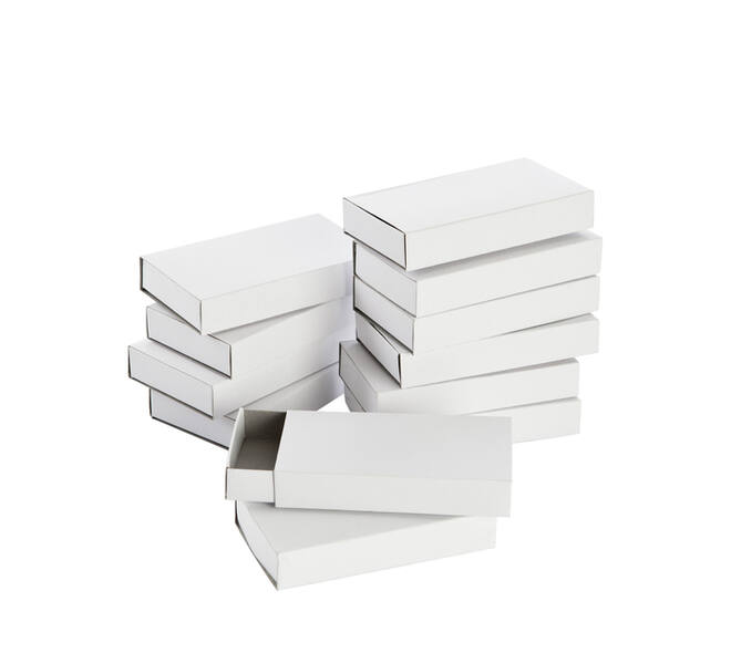 Luciferdoosjes Folia groot 110x60x20mm 12 stuks wit
