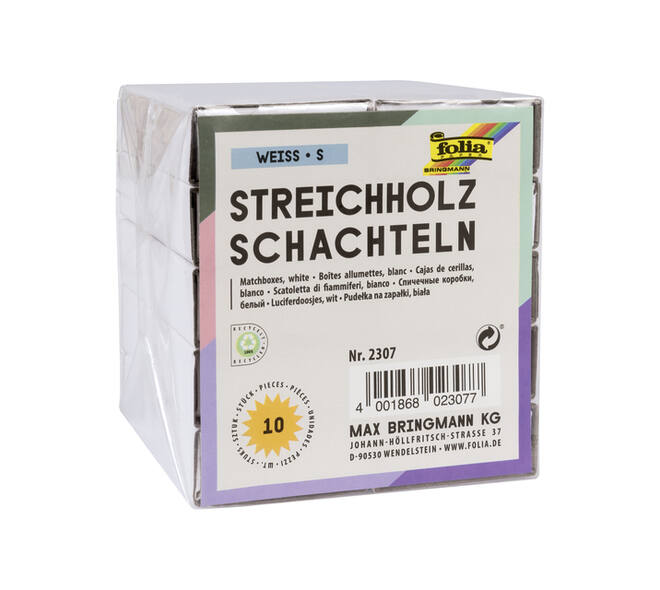 Luciferdoosjes Folia groot 110x60x20mm 12 stuks wit