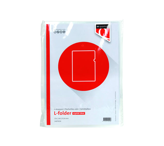 Insteekmap L-model Quantore A4 PP 0.14mm glad 25 stuks