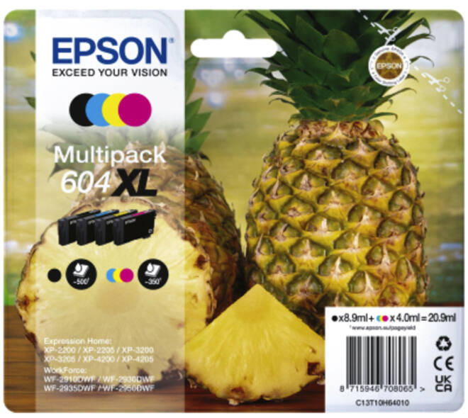 Inktcartridge Epson 604XL T10H64 zwart + 3 kleuren