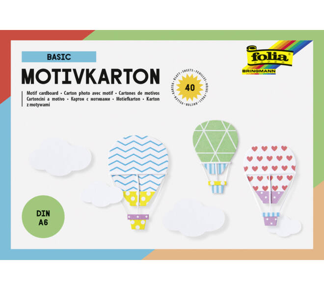 Fotokarton Folia A6 40vel met basisdesigns assorti