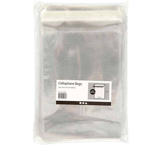 Cellofaanzak Creativ Company 17.3x12.3cm 25 micron met plakstrip 200st