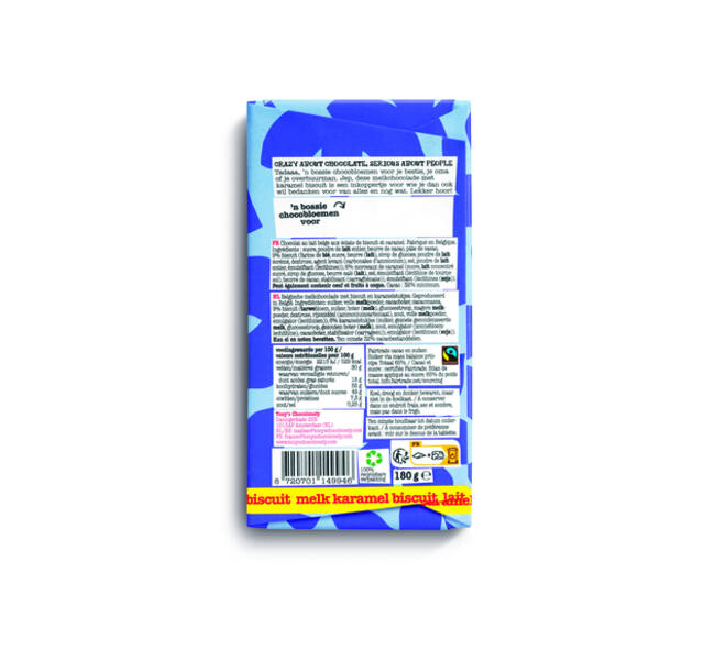 Chocolade Tony's Chocolonely je wordt bedankt reep melk karamel biscuit 180gr