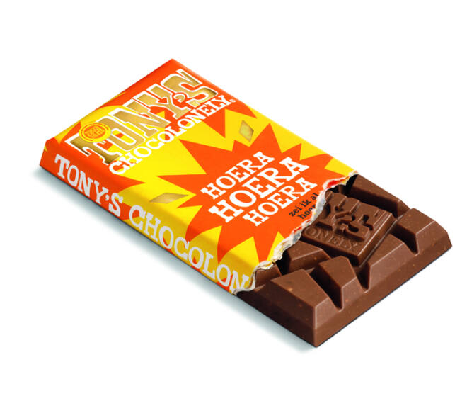 Chocolade Tony's Chocolonely gefeliciteerd melk cocolate chipcookie reep 180gr
