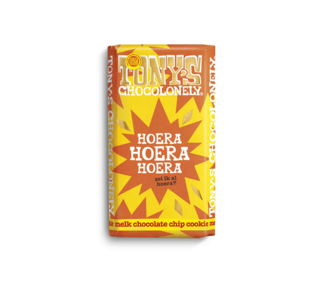 Chocolade Tony's Chocolonely gefeliciteerd melk cocolate chipcookie reep 180gr