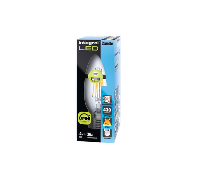 Ledlamp Integral E14 2700K warm wit 4W 470lumen