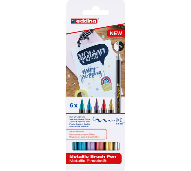 Brushpen edding 1340 metallic assorti set à 6 stuks