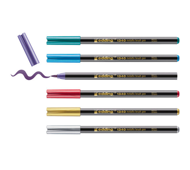 Brushpen edding 1340 metallic assorti set à 6 stuks