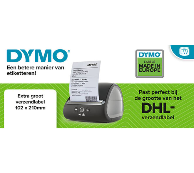 Etiket Dymo LabelWriter 5XL verzendlabel 102x210mm 6 rollen á 140 stuks wit