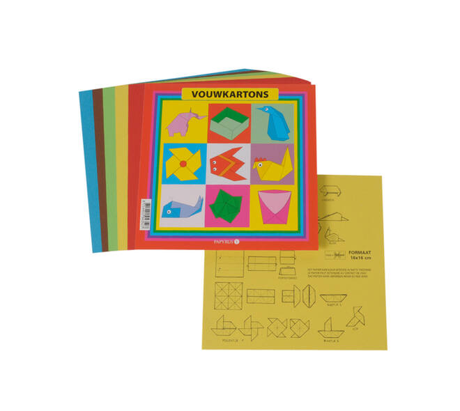 Vouwkartons vierkant 16x16cm 105gram assorti 40 vel