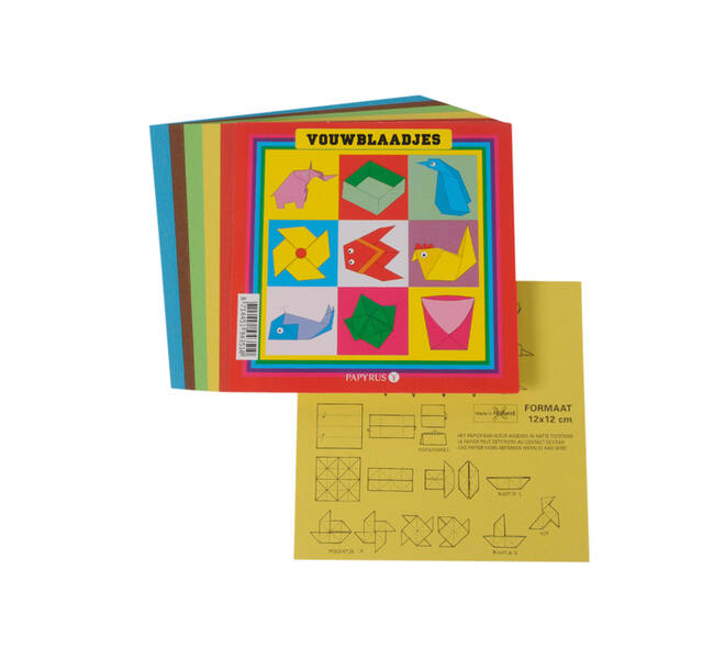 Vouwblaadjes vierkant 12x12cm 65gram assorti 90 vel