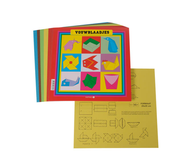 Vouwblaadjes vierkant 20x20cm 65gram assorti 90 vel