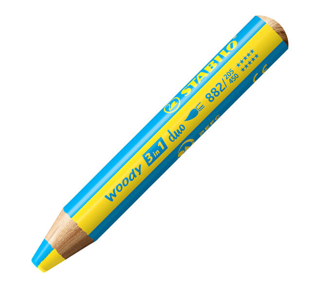 Kleurpotloden STABILO 882 woody 3 in 1 duo puntenslijper ass 6st