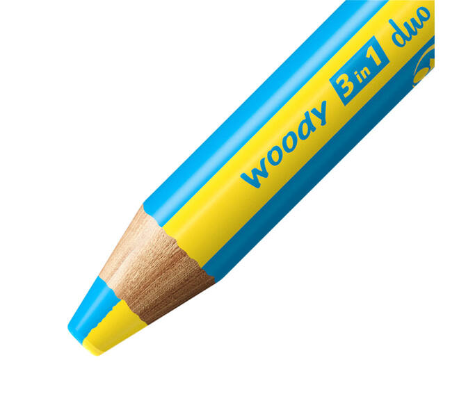Kleurpotloden STABILO 882 woody 3 in 1 duo puntenslijper assorti 5st