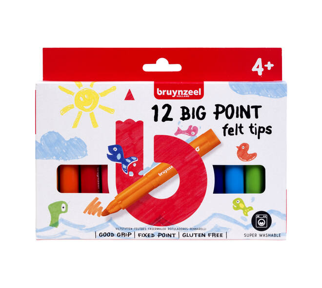 Viltstift Bruynzeel Kids Big Point assorti 12 stuks