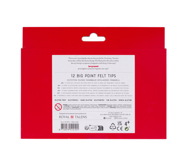 Viltstift Bruynzeel Kids Big Point assorti 12 stuks