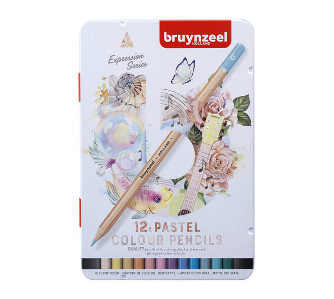 Kleurpotloden Bruynzeel Expression assorti pastel blik à 12 stuks