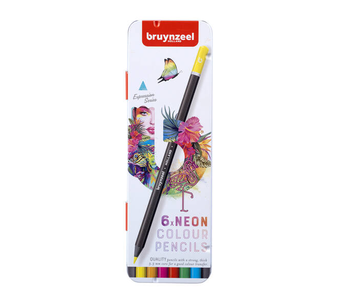 Kleurpotloden Bruynzeel Expression assorti neon blik à 6 stuks