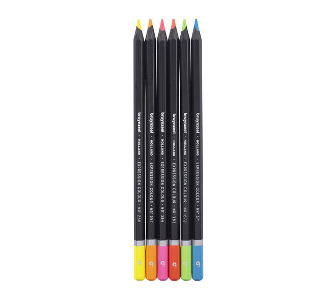 Kleurpotloden Bruynzeel Expression assorti neon blik à 6 stuks