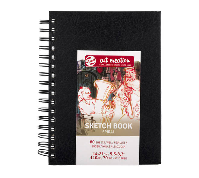 Schetsboek Talens Art Creation 80 vel 110gr 140x210mm spiraal zwart