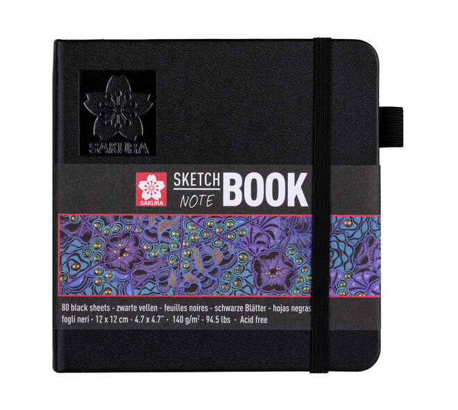 Schetsboek Sakura 80 zwarte vellen 140gr 120x120mm zwart
