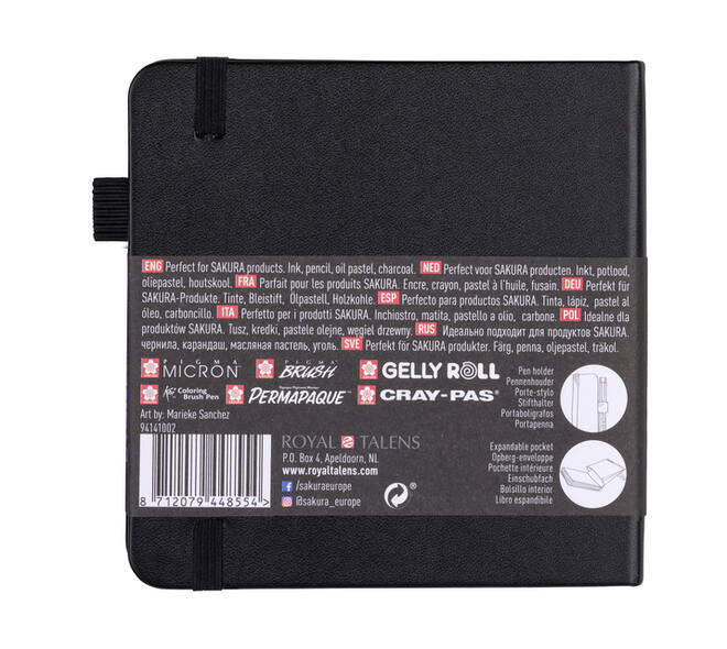 Schetsboek Sakura 80 zwarte vellen 140gr 120x120mm zwart