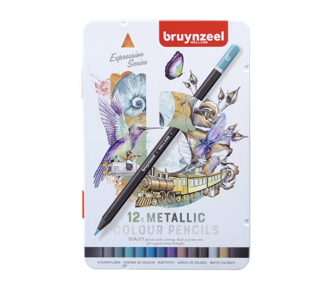 Kleurpotloden Bruynzeel Expression assorti metallic blik à 12 stuks