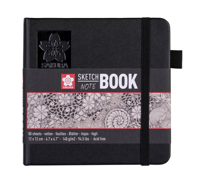 Schetsboek Sakura 80 witte vellen 140gr 120x120mm zwart
