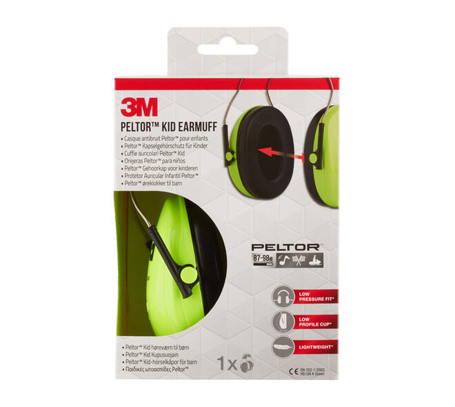 Oorkap 3M Peltor voor kinderen  H510AK (87-98 dB) neongroen