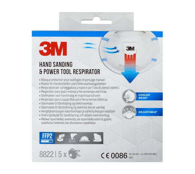 Stofmasker 3M voor schuren 8822 FFP2 met ventiel 5 stuks