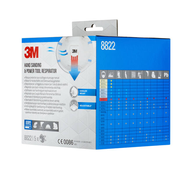 Stofmasker 3M voor schuren 8822 FFP2 met ventiel 5 stuks