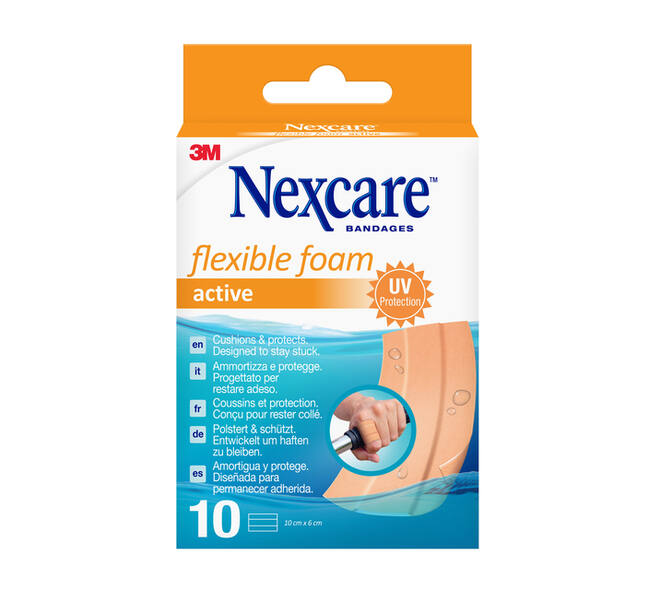 Wondpleister Nexcare active flexible foam waterbestendig 6x10cm 10 stuks